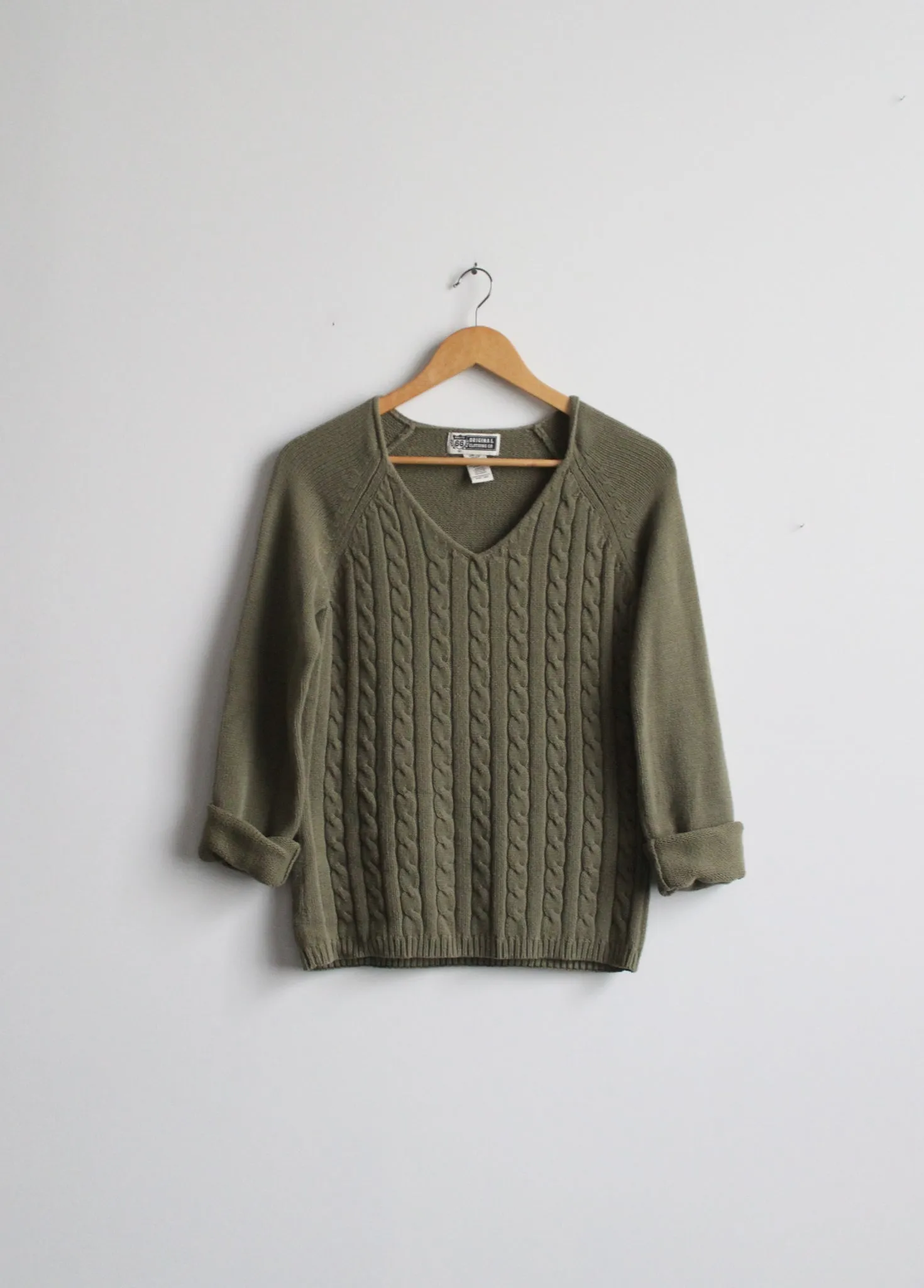 olive cable knit sweater