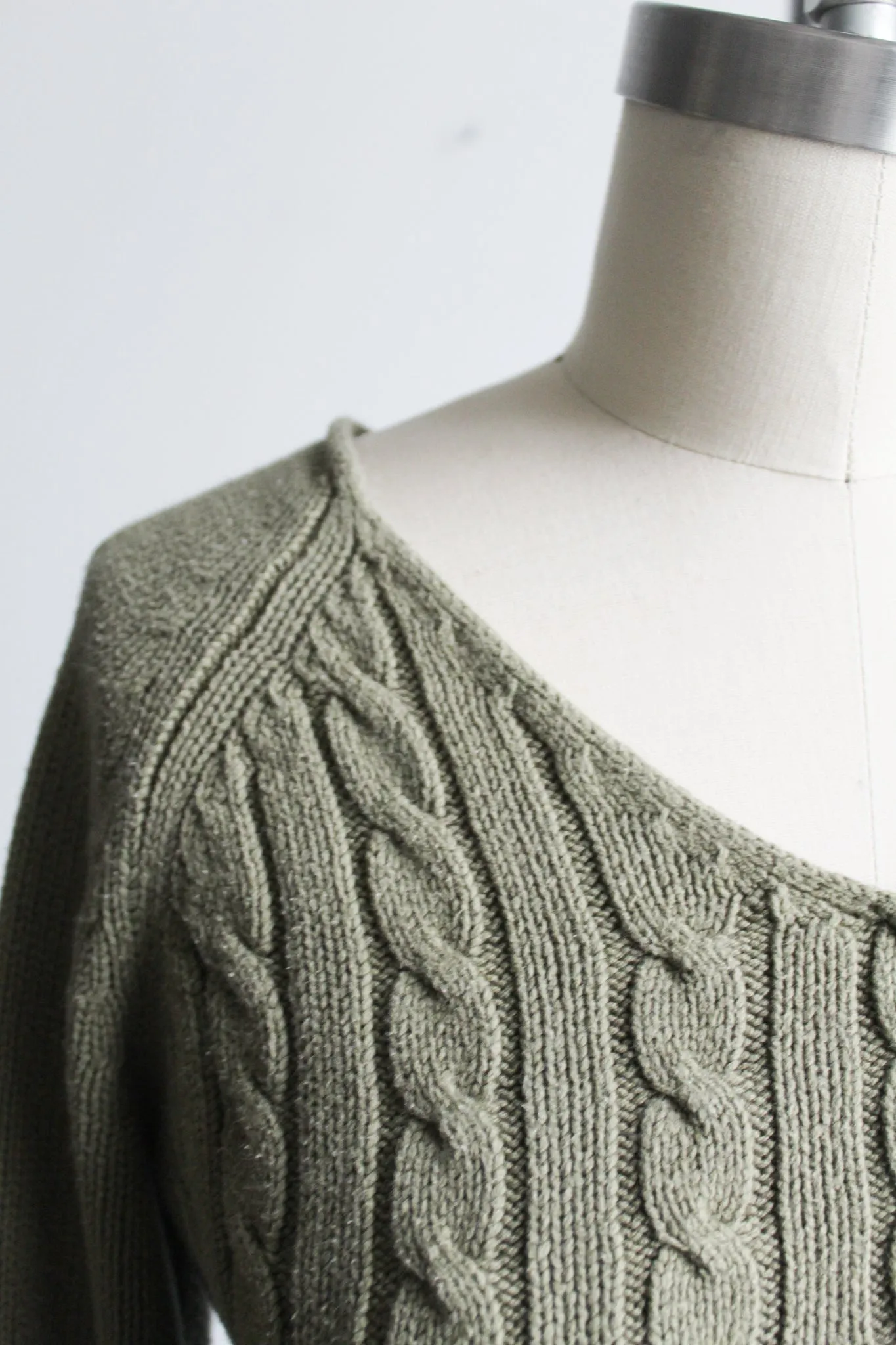 olive cable knit sweater