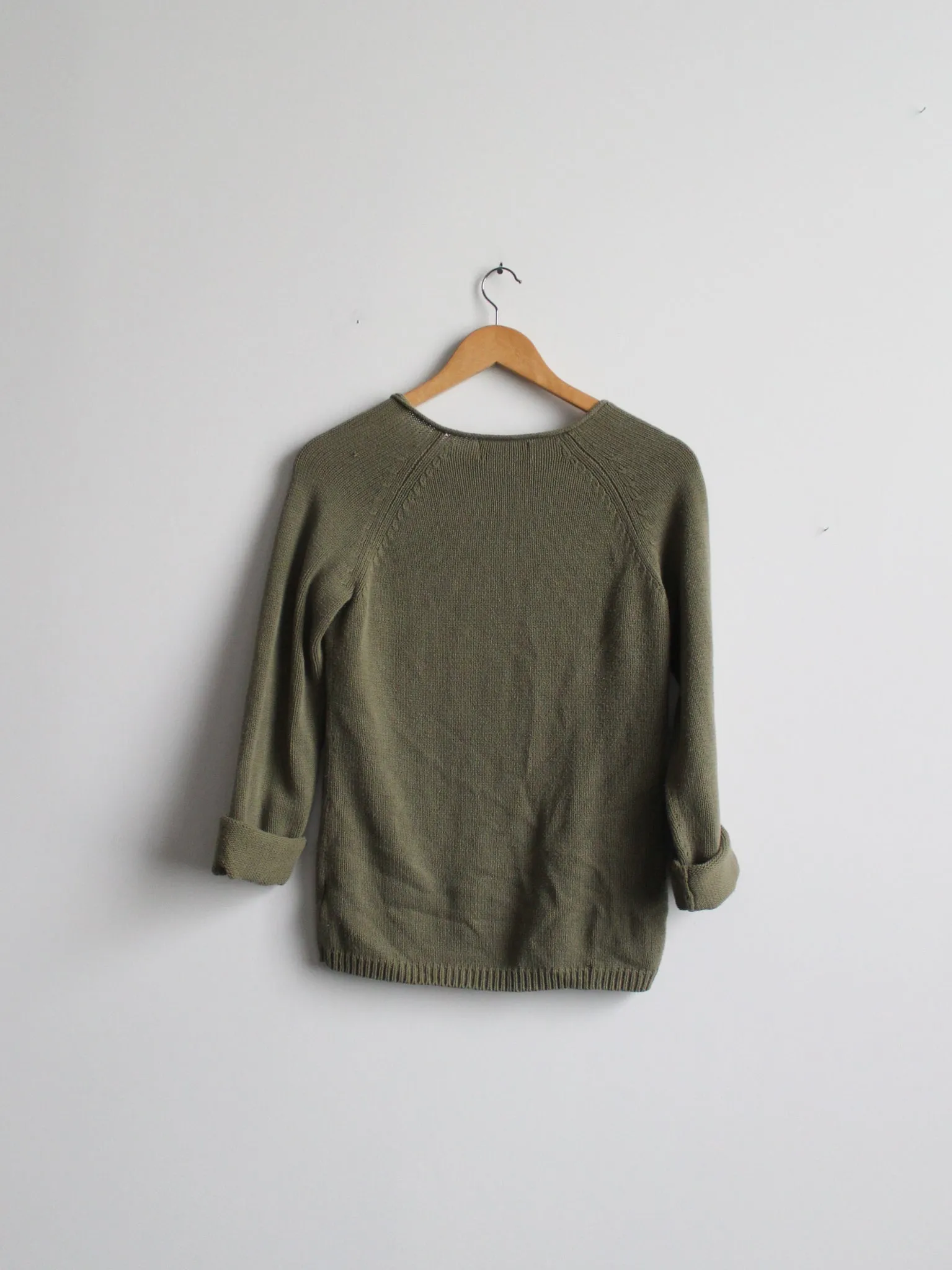 olive cable knit sweater