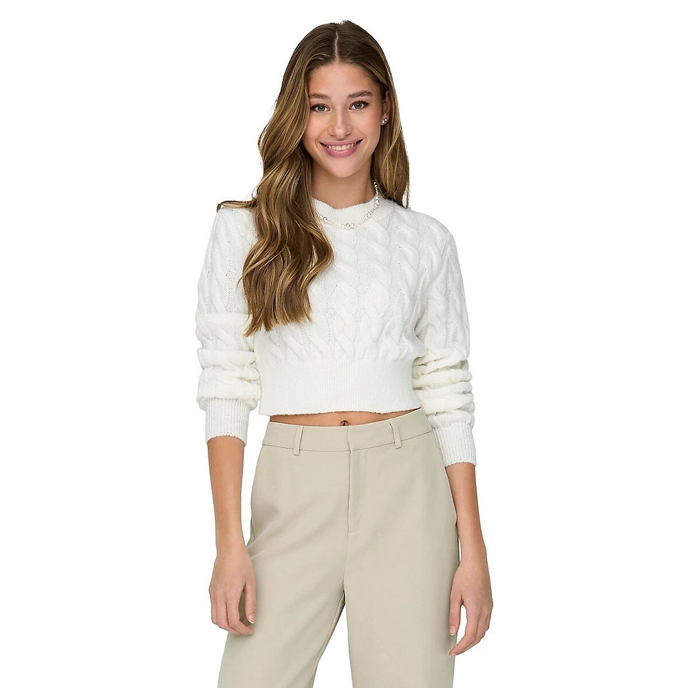 ONLY Carla Cable-Knit Cropped Sweater