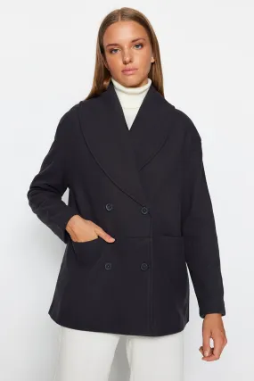 Oversize Wide Cut Shawl Collar Stamped Coat