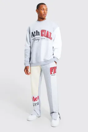 Oversized Spliced Varsity Sweater Tracksuit