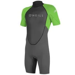 O'Neill Reactor2 2mm Mens Back Zip Shorty Wetsuit 2024 - Graphite Day Glo