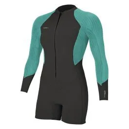 O'Neill Womens Hyperfreak 2/1.5mm Front Zip L/S Shorty - Raven/Opal