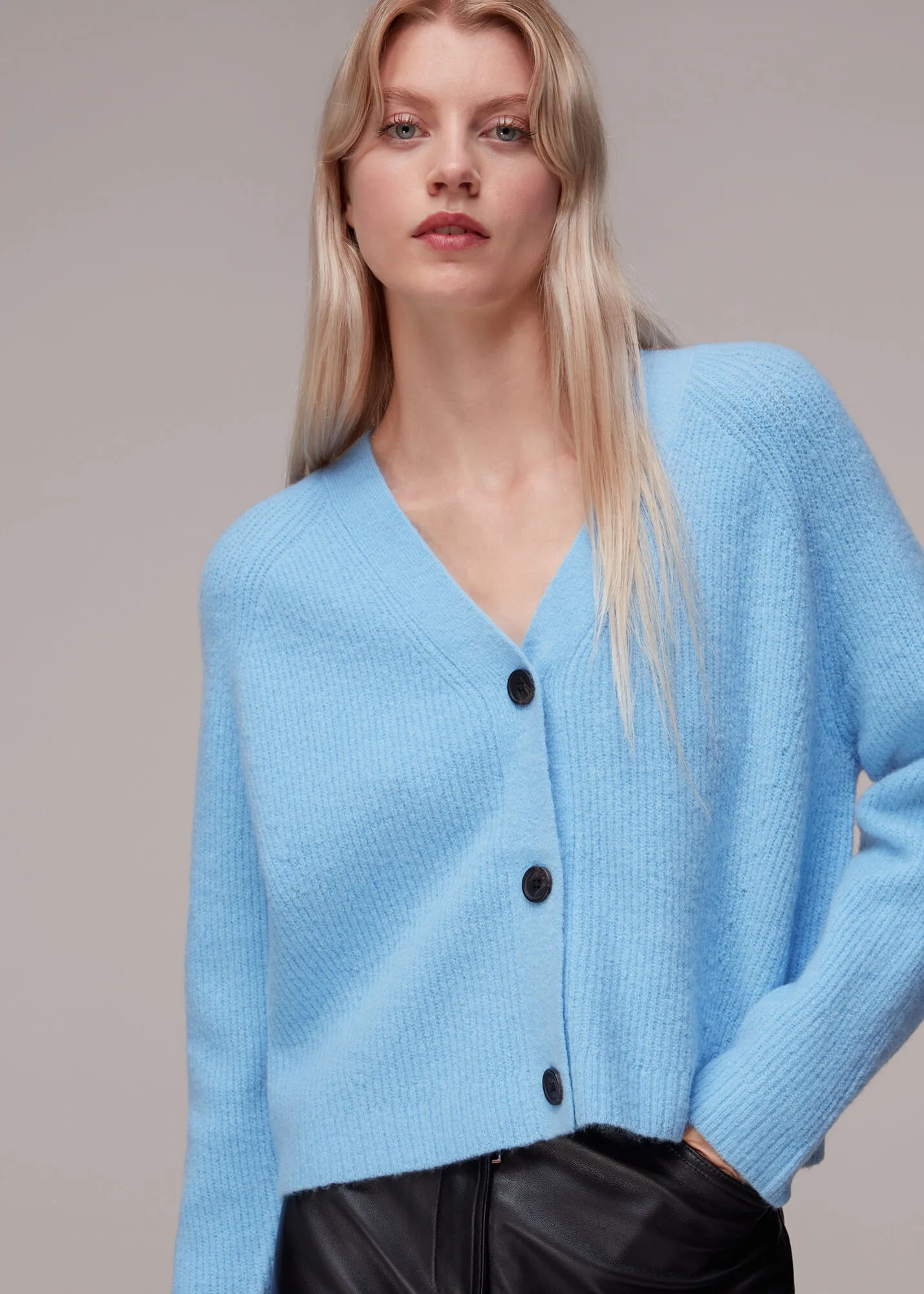 Pale Blue Skye Ribbed Cardigan