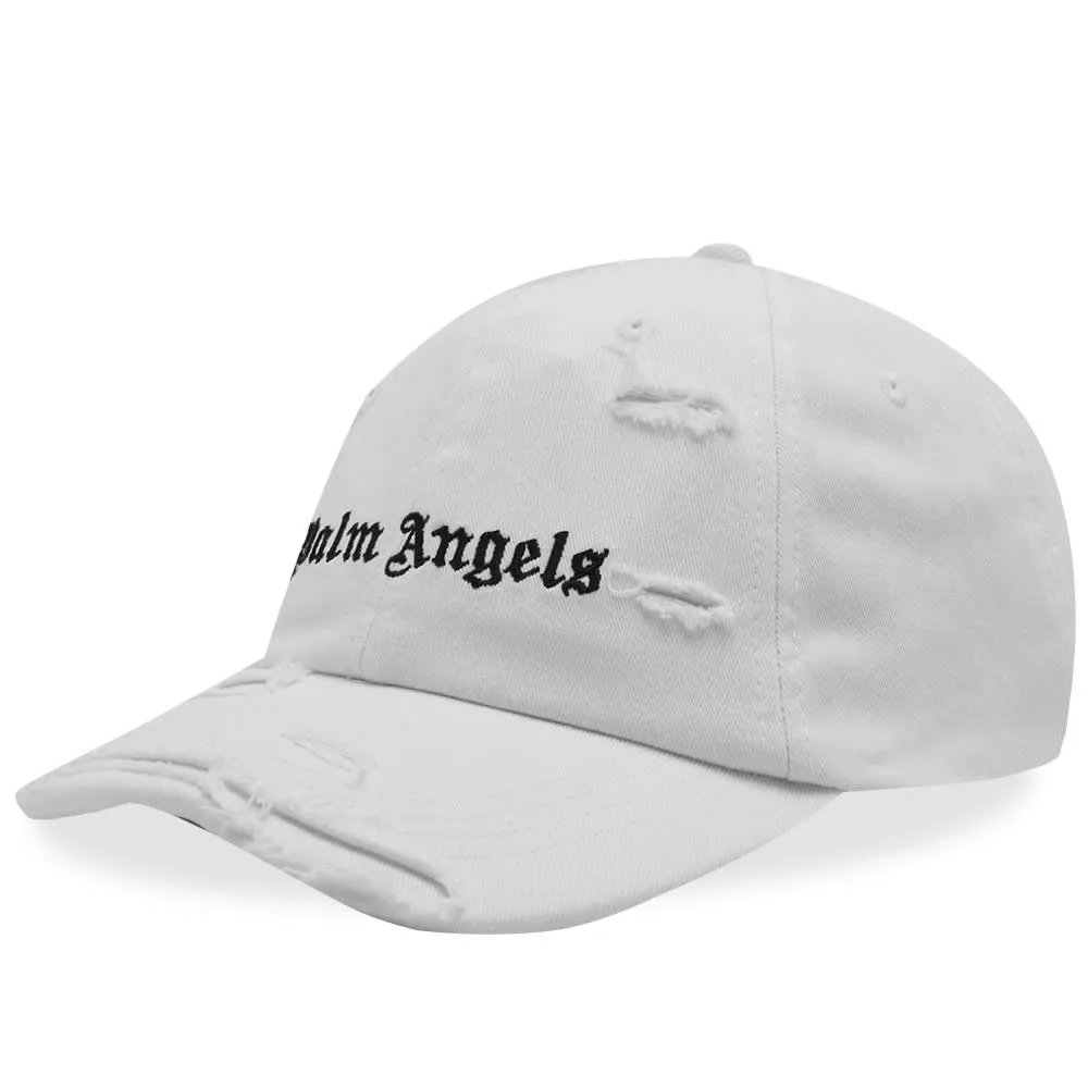 Palm Angels Ripped Logo CapWhite & Black