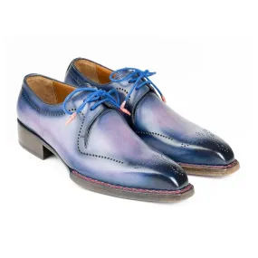 Paul Parkman 599F67 Men's Shoes Pink & Navy Calf-Skin Leather Hand-Welted Derby Oxfords (PM6423)