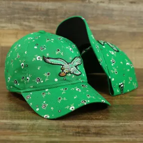 Philadelphia Eagles Ladies Throwback Logo Floral Bloom Micro Flower Pattern 9Twenty Dad Hat | Womens Floral Eagles Hat