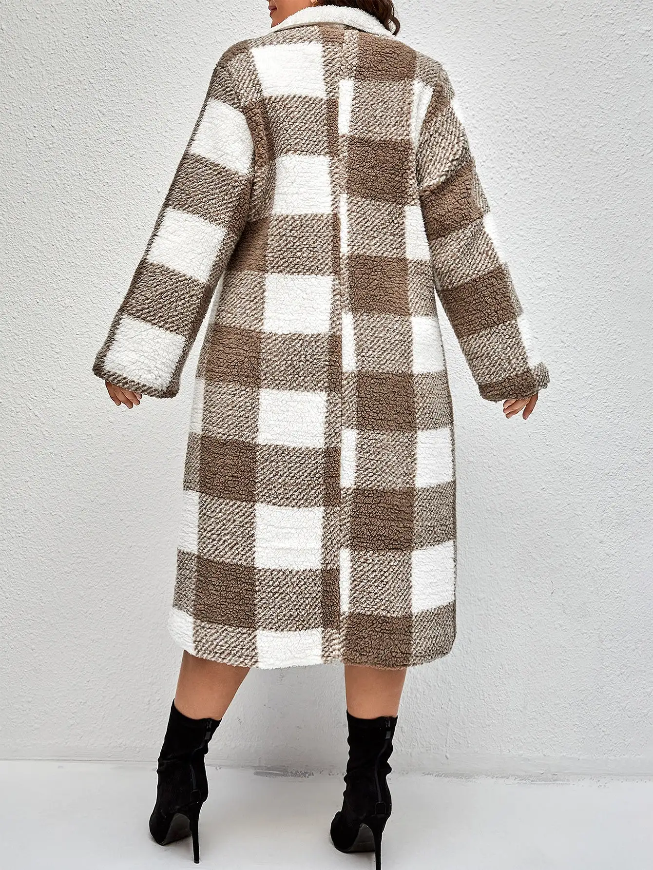 Plus Buffalo Plaid Print Hooded Flannel Coat