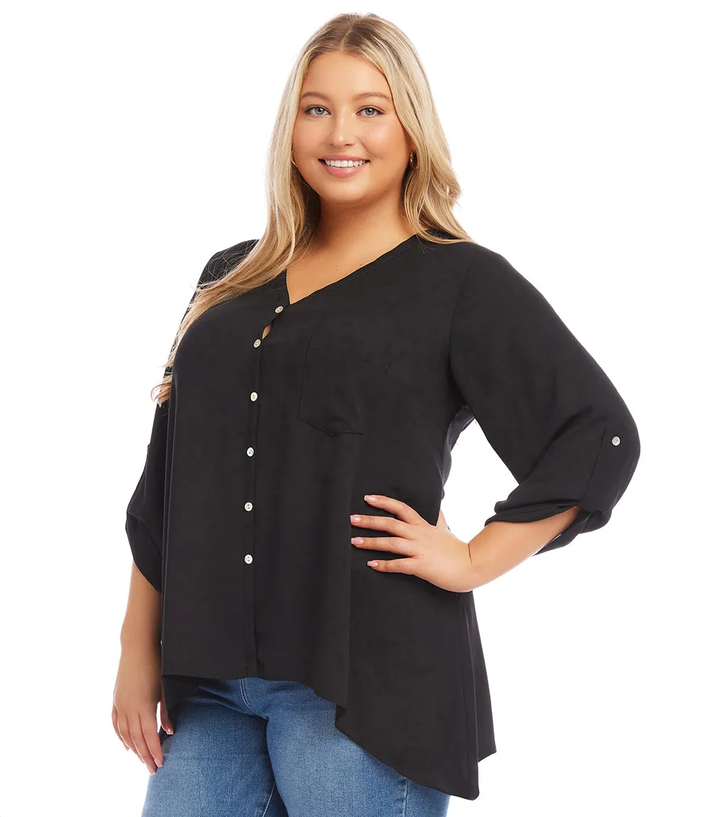 Plus Size Button-Up Blouse