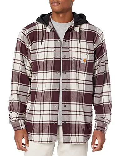 PR ONLY Carhartt 105938 Men's Rugged Flex Relaxed Fit Flannel Fleece Lined Hooded Shirt Jac