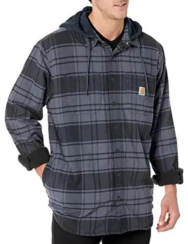 PR ONLY Carhartt 105938 Men's Rugged Flex Relaxed Fit Flannel Fleece Lined Hooded Shirt Jac