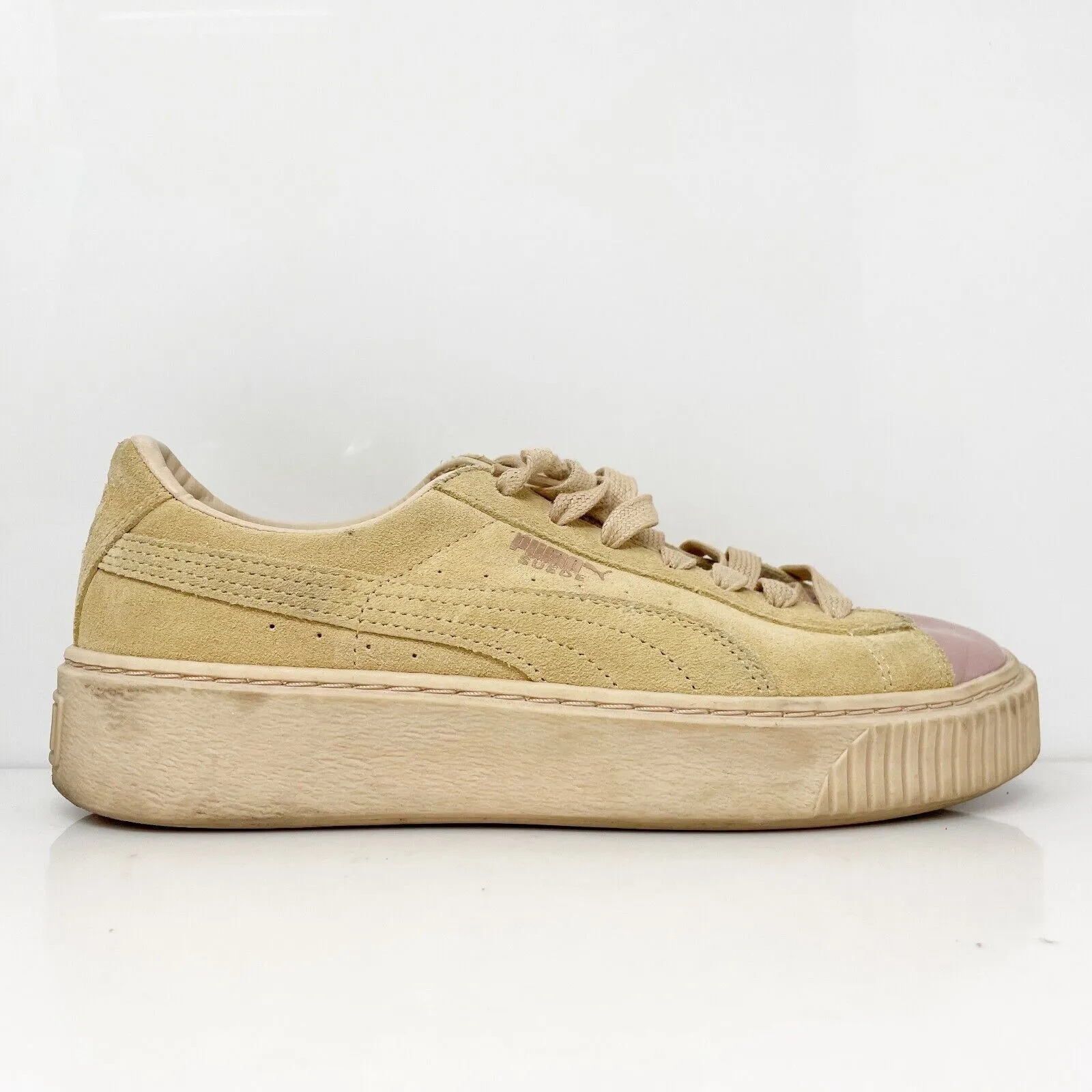 Puma Womens Suede Platform 366382 03 Beige Casual Shoes Sneakers Size 8.5