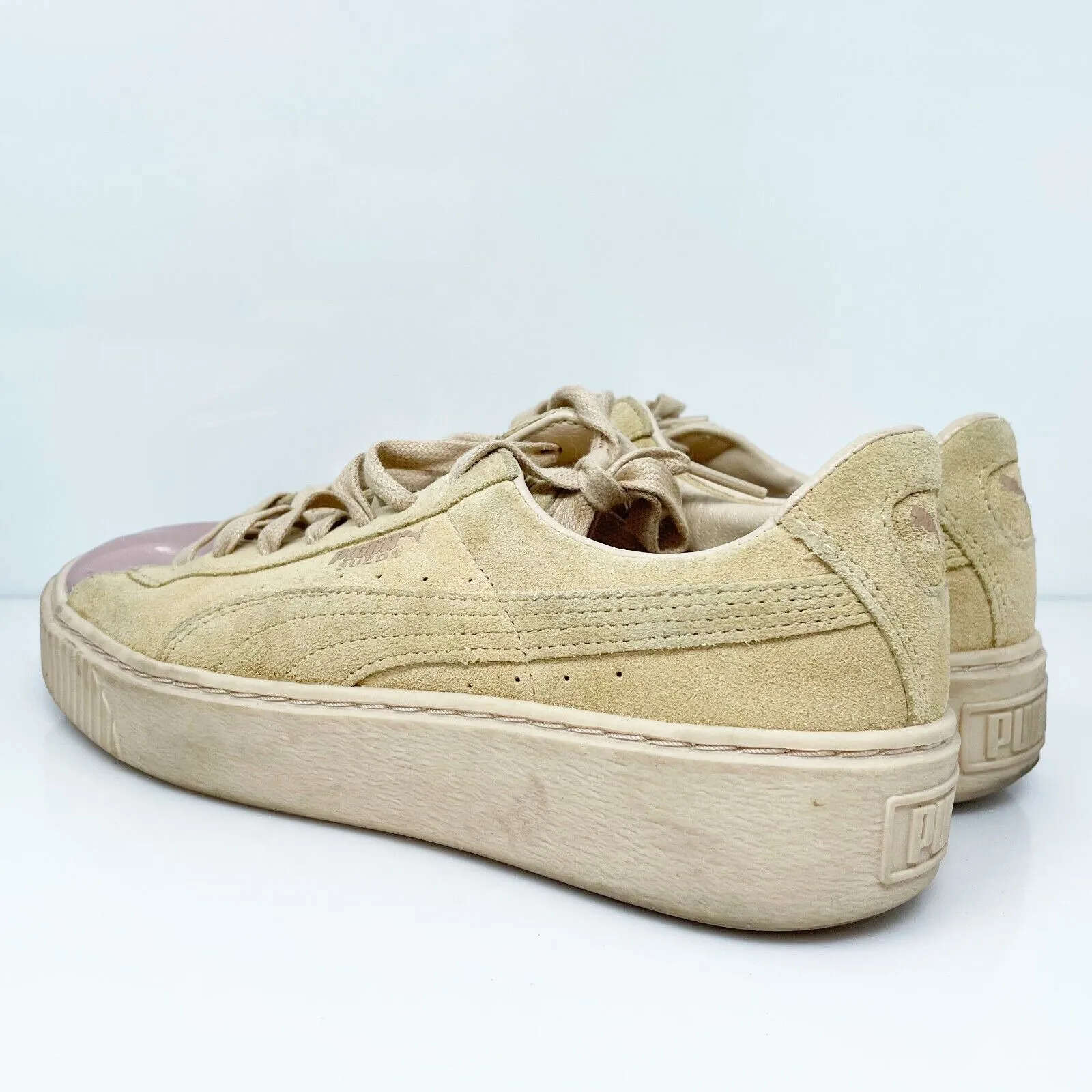 Puma Womens Suede Platform 366382 03 Beige Casual Shoes Sneakers Size 8.5