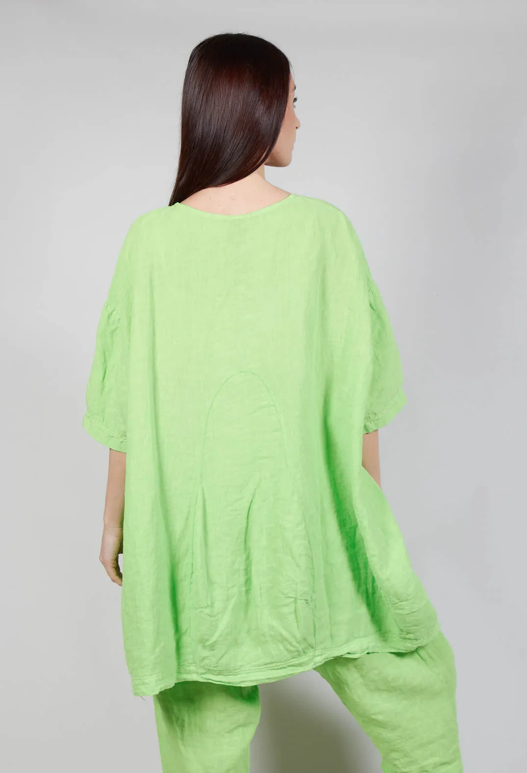 Relaxed Fit Linen Top in Lime