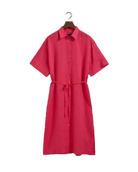 Relaxed Linen Shirt Dress                             Magenta Pink