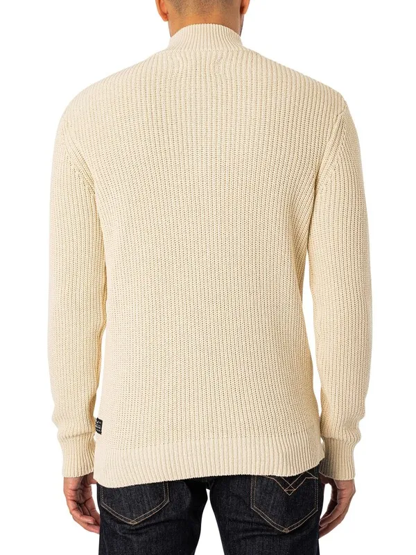 Replay 1/4 Zip Knit - Beige