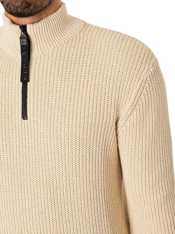 Replay 1/4 Zip Knit - Beige