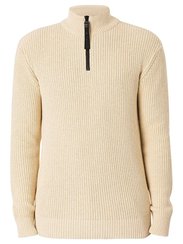 Replay 1/4 Zip Knit - Beige