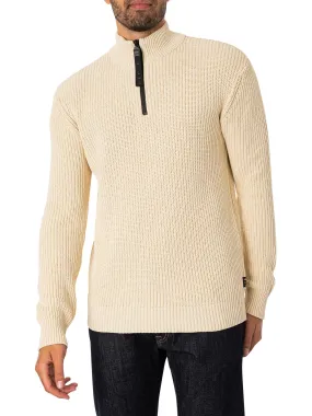 Replay 1/4 Zip Knit - Beige