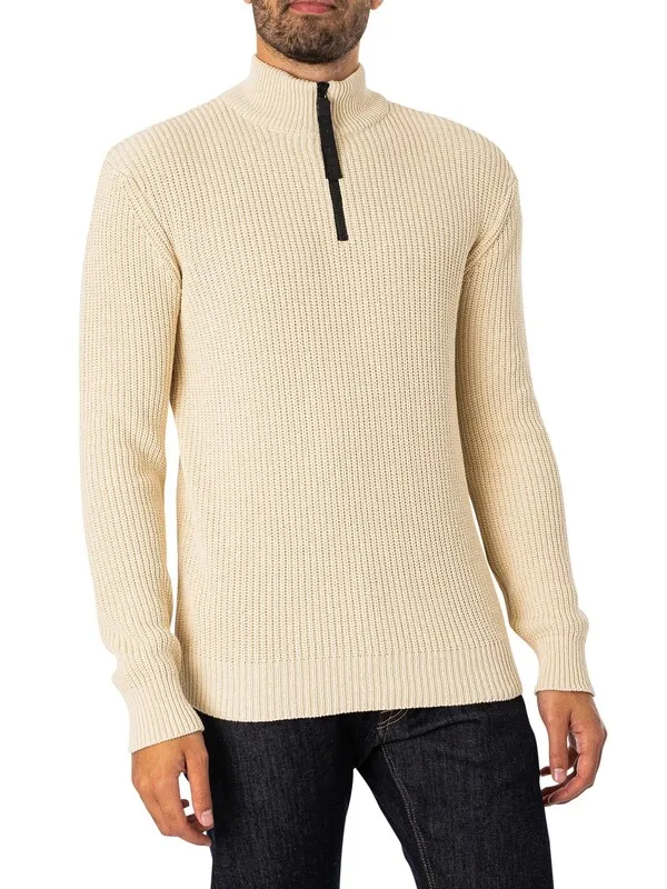 Replay 1/4 Zip Knit - Beige