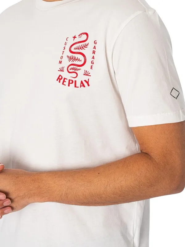 Replay Back Graphic Logo T-Shirt - White/Red