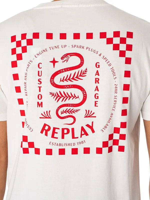 Replay Back Graphic Logo T-Shirt - White/Red