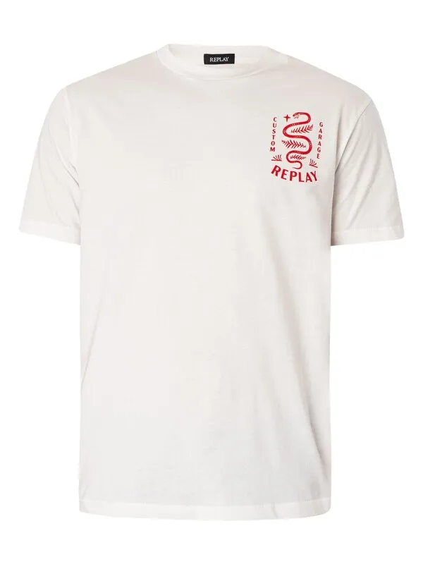 Replay Back Graphic Logo T-Shirt - White/Red