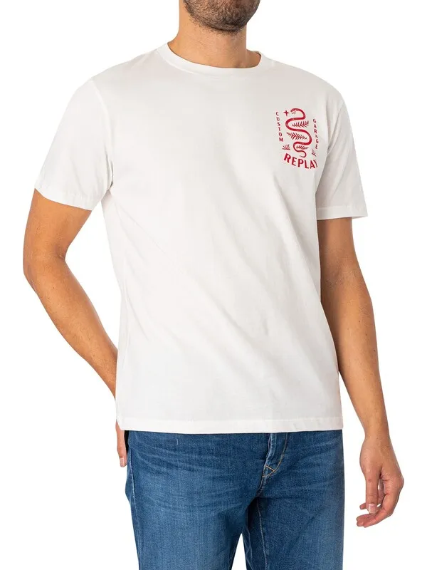 Replay Back Graphic Logo T-Shirt - White/Red