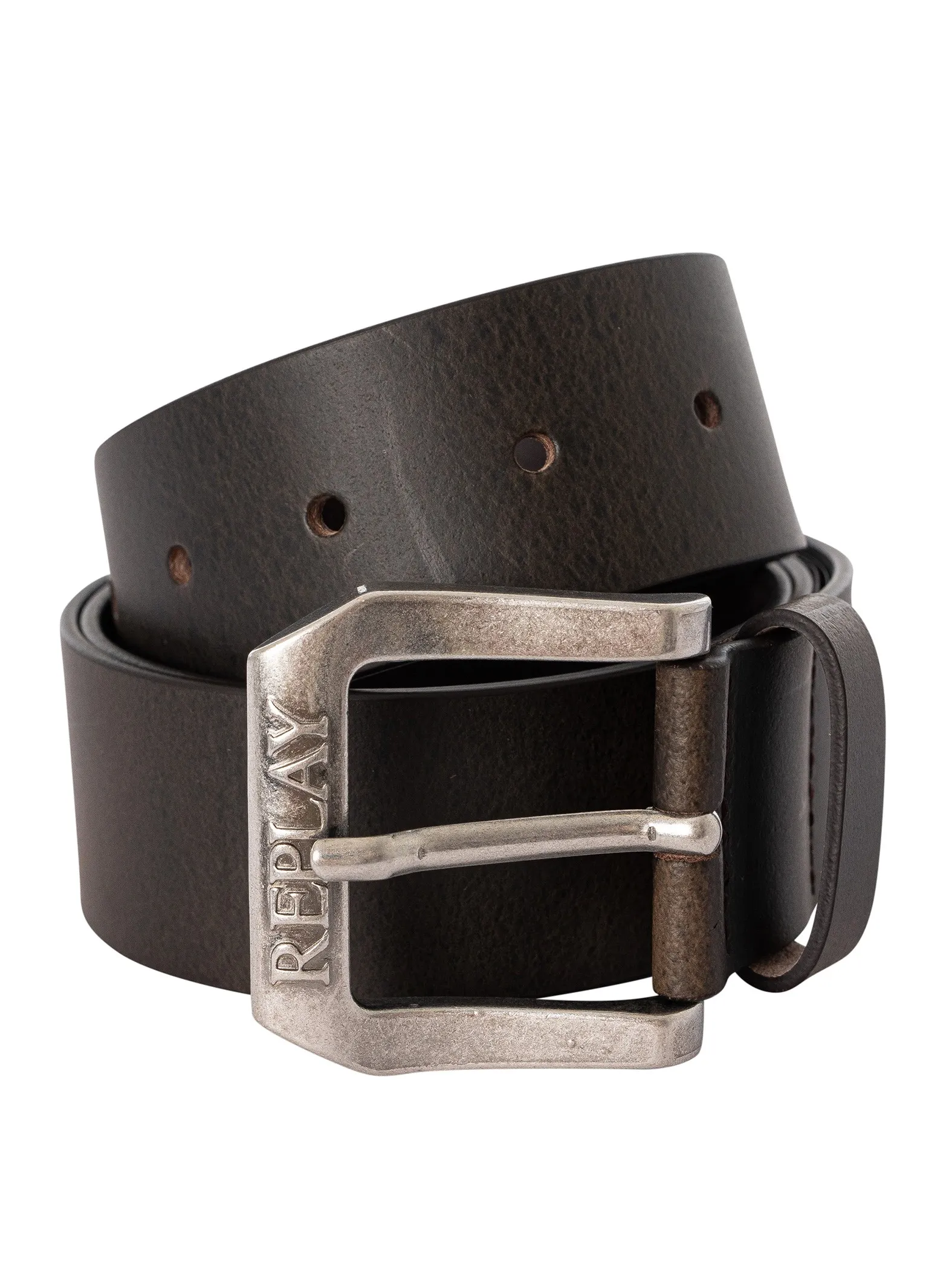 Replay Branded Leather Belt - Brown