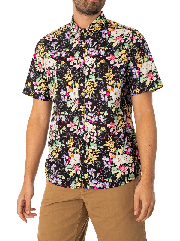 Replay Floral Short Sleeved Shirt - Navy/Multi