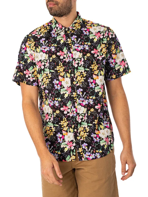 Replay Floral Short Sleeved Shirt - Navy/Multi