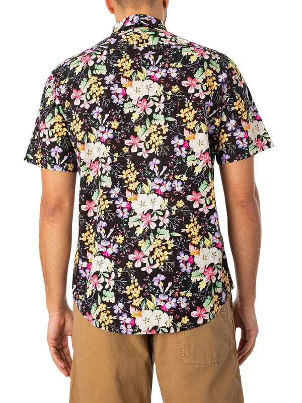 Replay Floral Short Sleeved Shirt - Navy/Multi