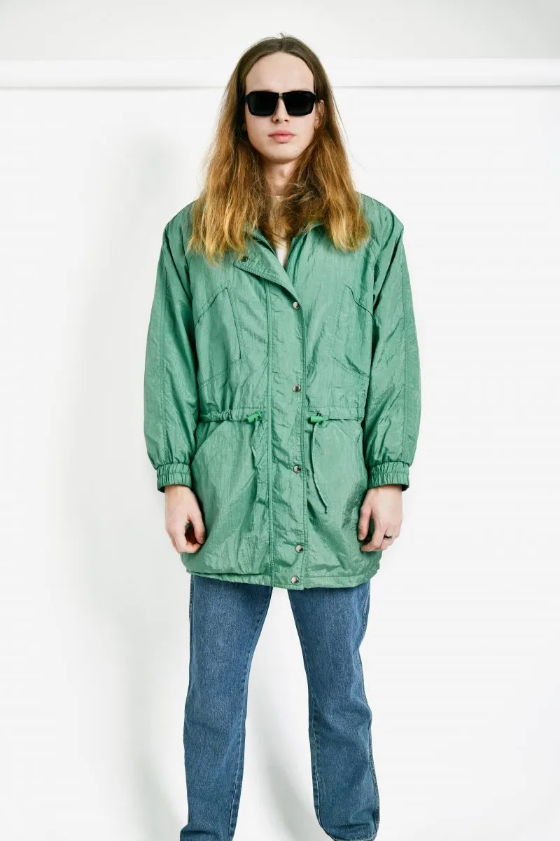 Retro 80s light parka coat green