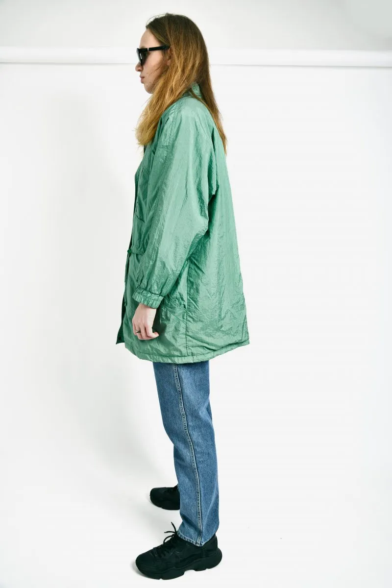 Retro 80s light parka coat green