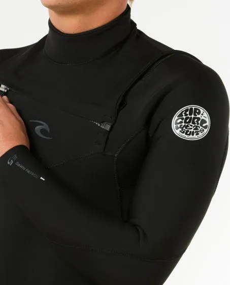 Rip Curl Dawn Patrol 2/2mm Mens Chest Zip Long Arm Shorty Wetsuit - Black