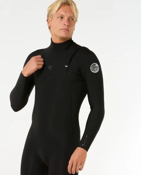 Rip Curl Dawn Patrol 2/2mm Mens Chest Zip Long Arm Shorty Wetsuit - Black