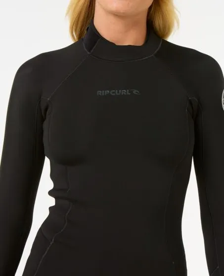 Rip Curl Dawn Patrol 2/2mm Womens Back Zip Long Sleeve Shorty - Black