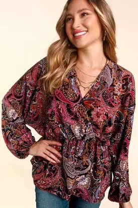 *Sarah Peplum Paisley Blouse*