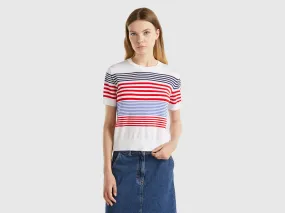 Short sleeve top with stripes - White | Benetton