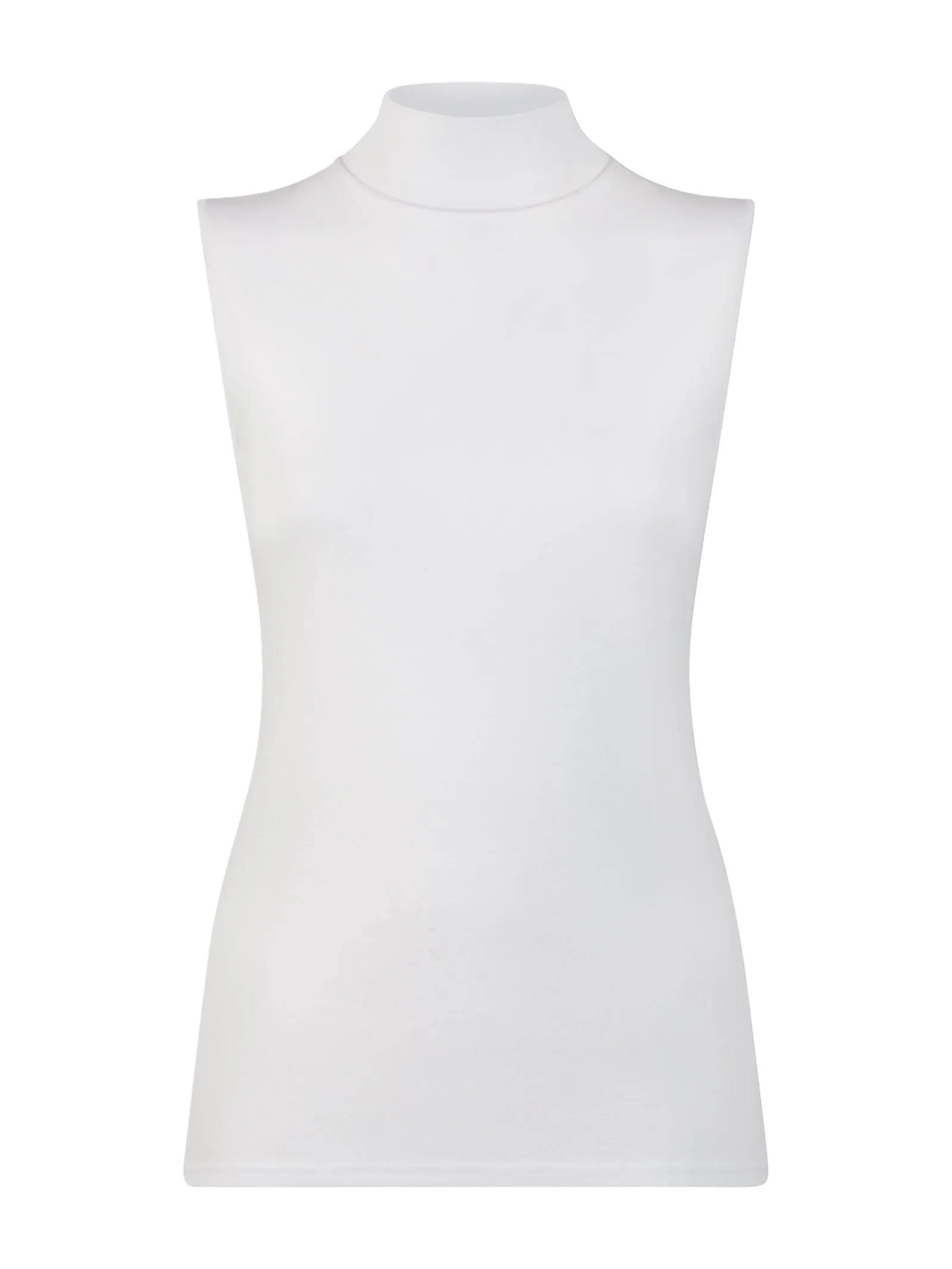 Smanicato a collo alto in Eco Cotton - Bianco