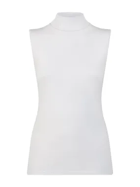 Smanicato a collo alto in Eco Cotton - Bianco