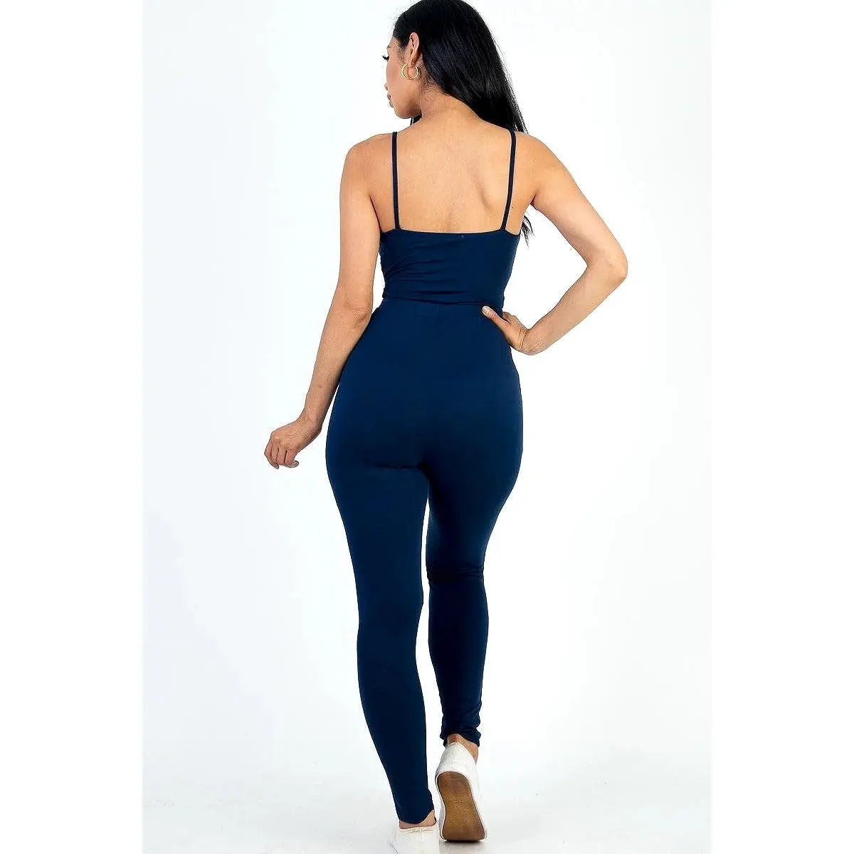 Solid Tie Front Cut Out Jumpsuit