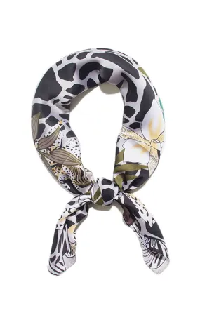 SS94B9 Animal & Floral Printed Silk Feel Bandana