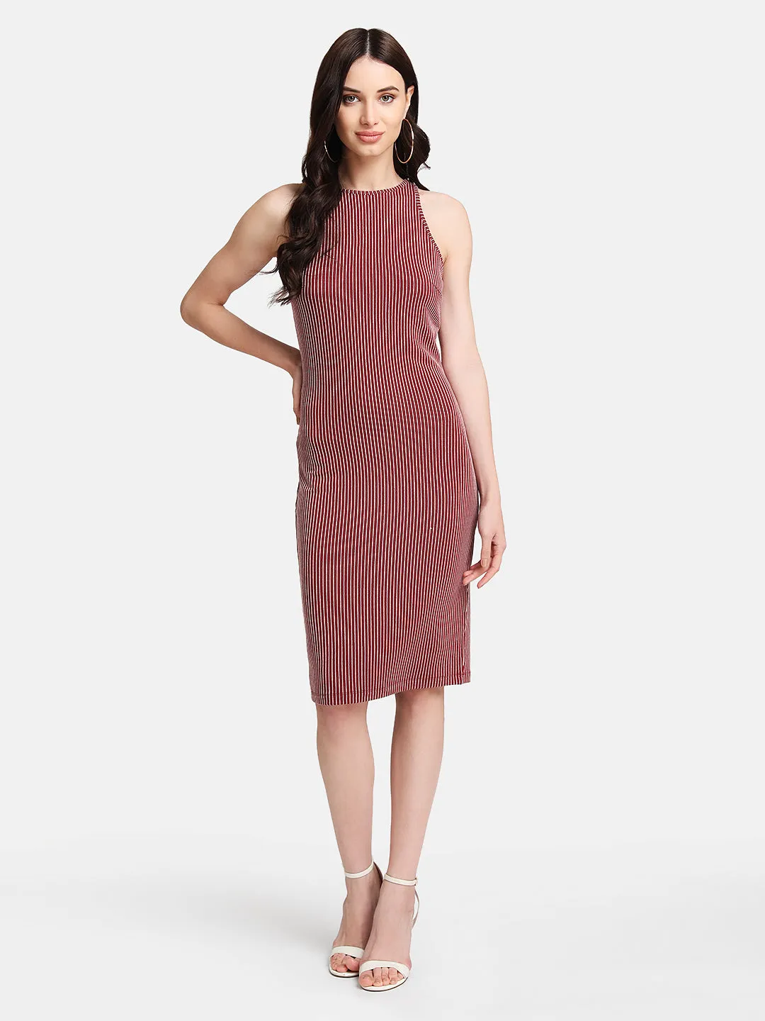 Stretchable Striped Midi Dress