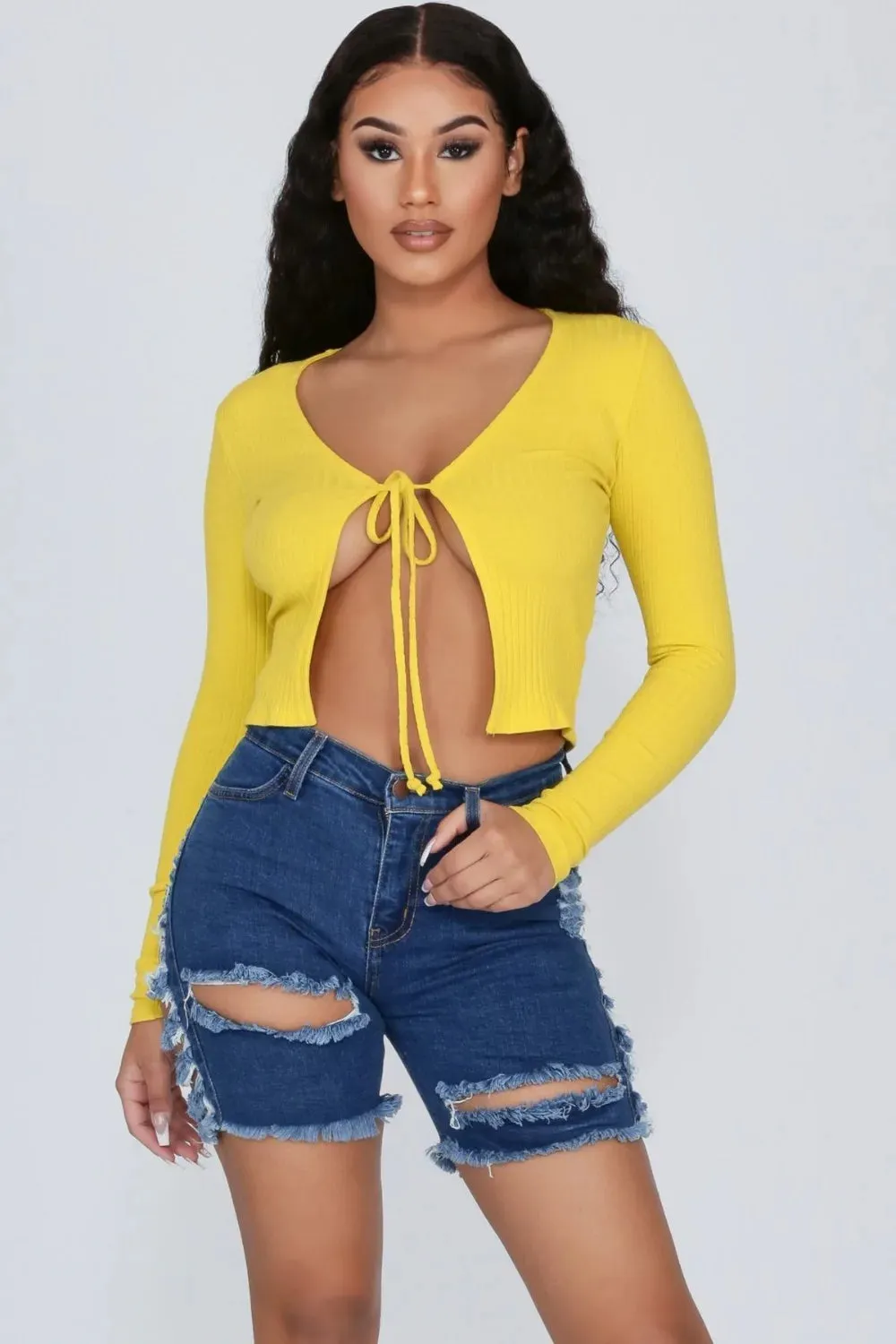 Summer Ripped Sexy Solid Pattern High Waist Denim Shorts for Women