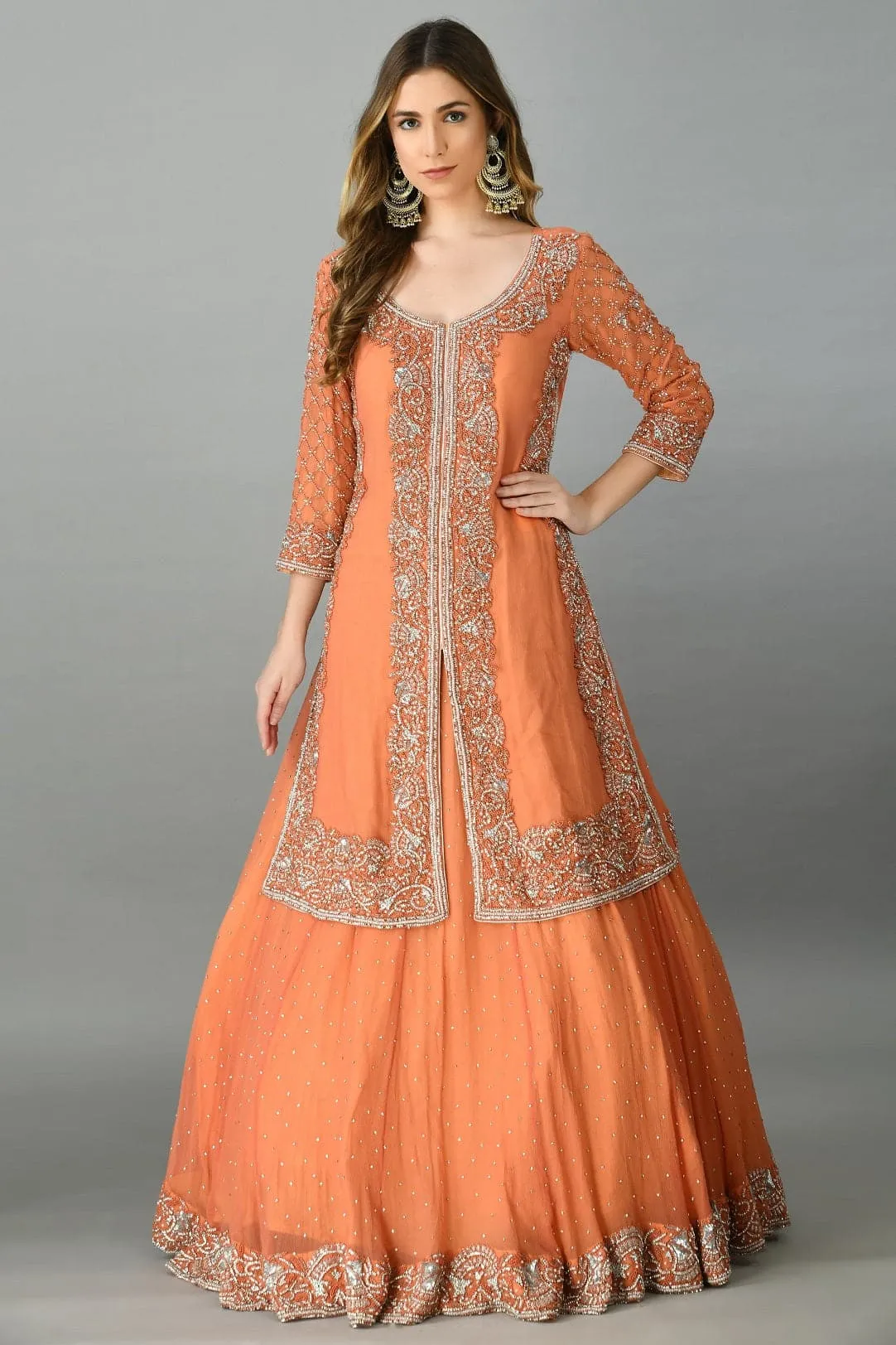 Tangerine Jacket Lehenga