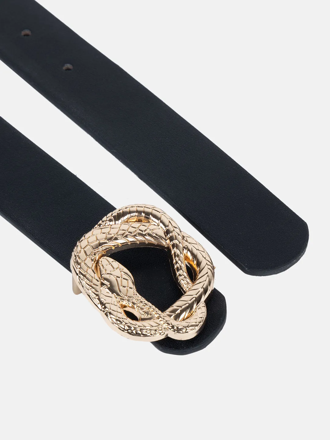 Textured Metal Buckle Broad Belt