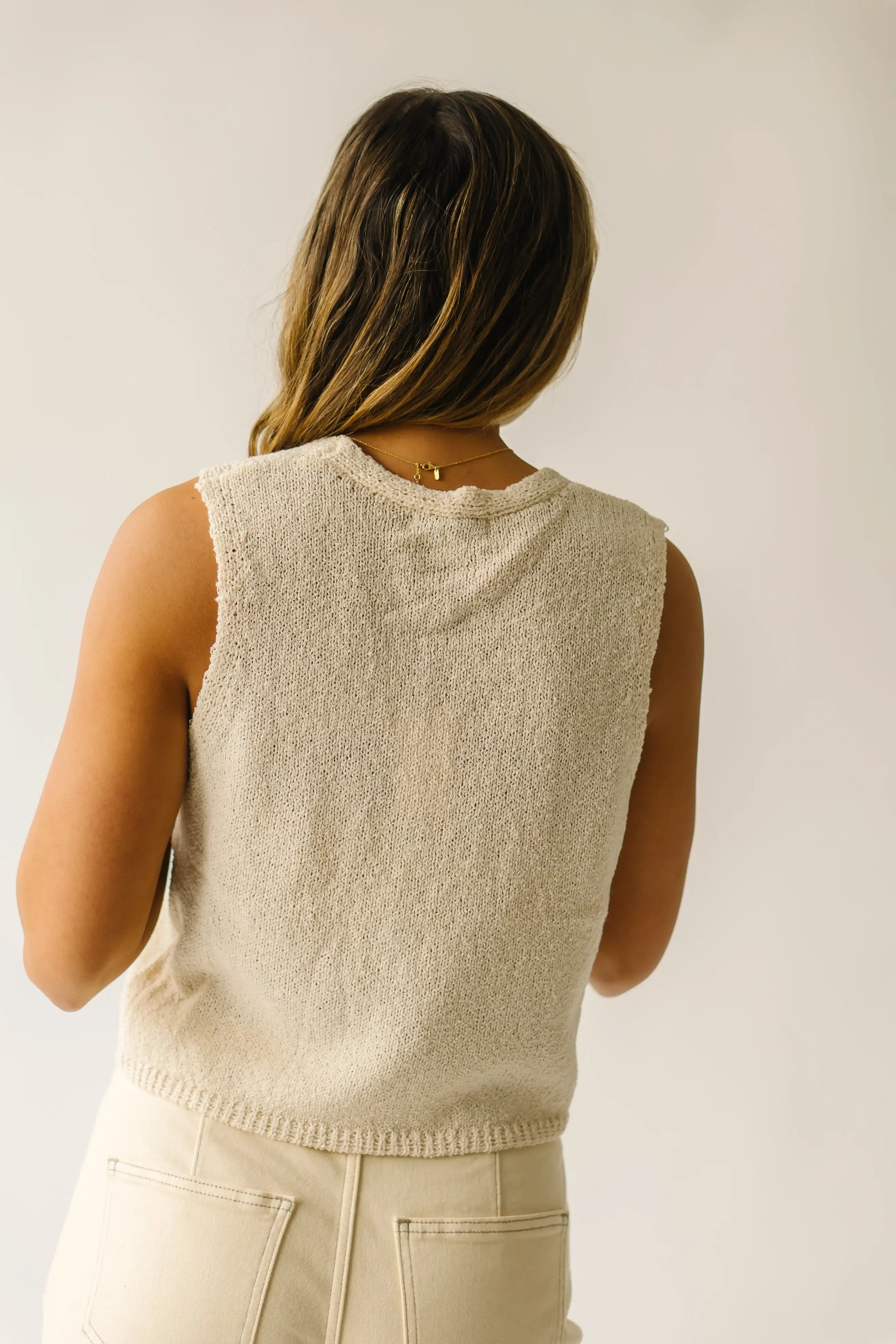 The Petrella Knit Vest in Beige