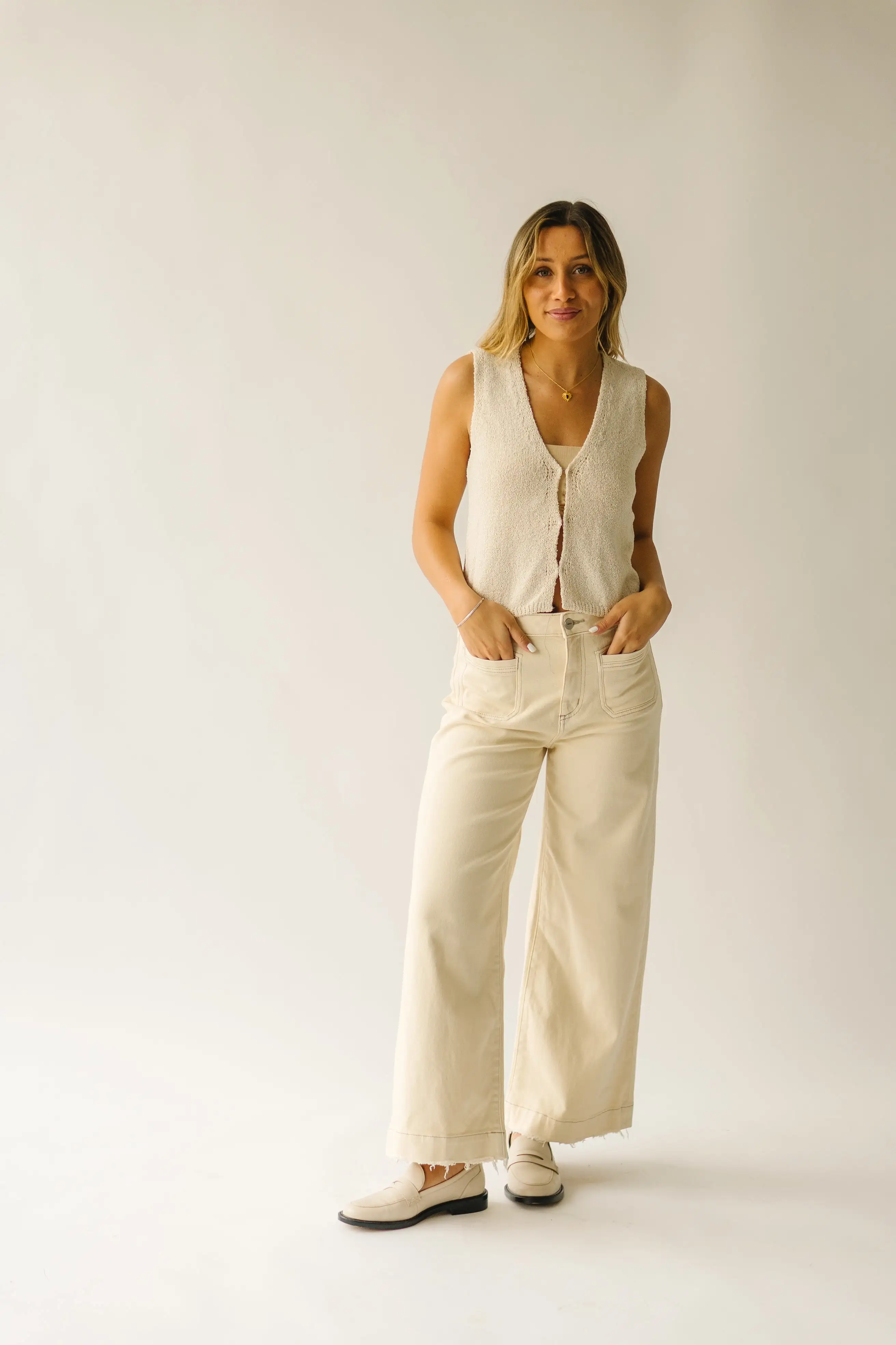 The Petrella Knit Vest in Beige